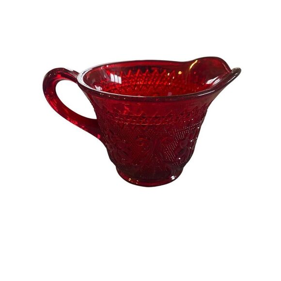 Tiara Indiana Glass Ruby Sandwich Creamer Bowl - Picture 2 of 8